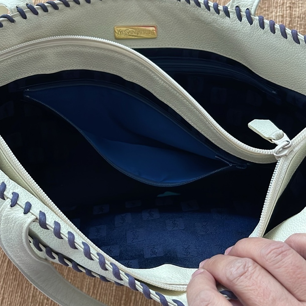 YSL Vintage Pebble Leather Tote Style With Stitching Detail Bag MA100 - Picture 8 of 12